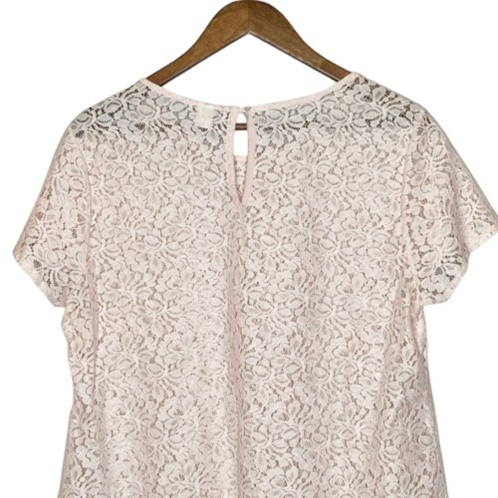 Old Navy Womens Sheer Floral Lace Top Size L Pink Coquette Romantic Soft Girl - Picture 9 of 11